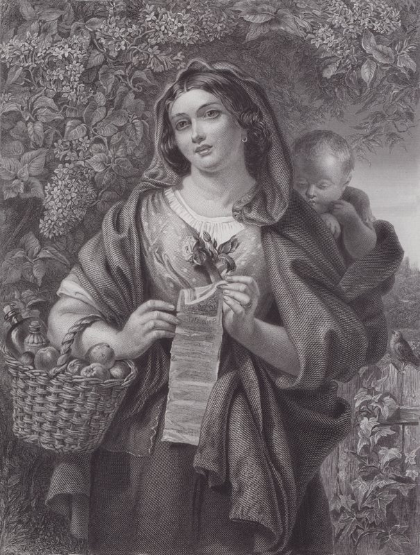 The Ballad Singer (gravering) af Daniel (after) Maclise