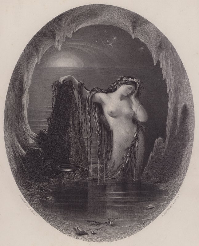 Harpens oprindelse (gravering) af Daniel (after) Maclise