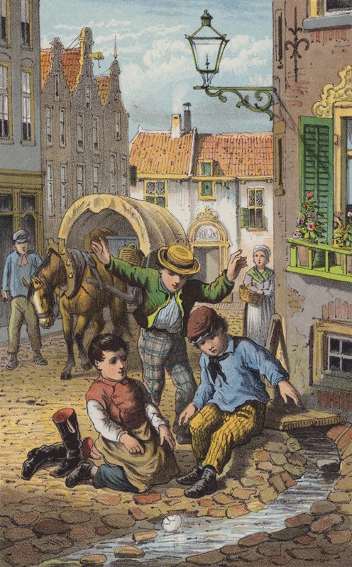 Den farvede nål (farvelitografi) af Danish School