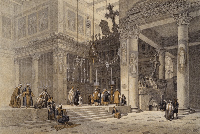 St Helena Kirke (farve litho) af David (after) Roberts