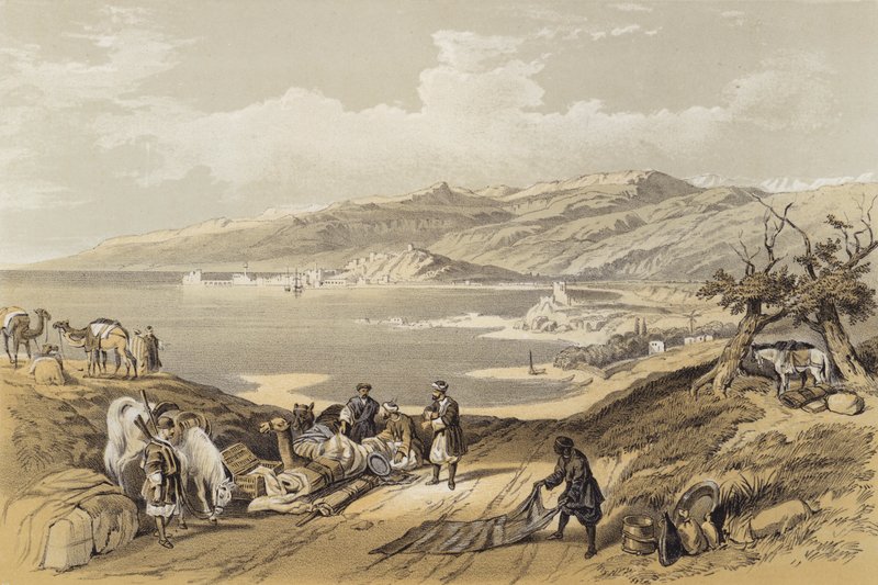 Sidon ser mod Libanon (farve litho) af David (after) Roberts