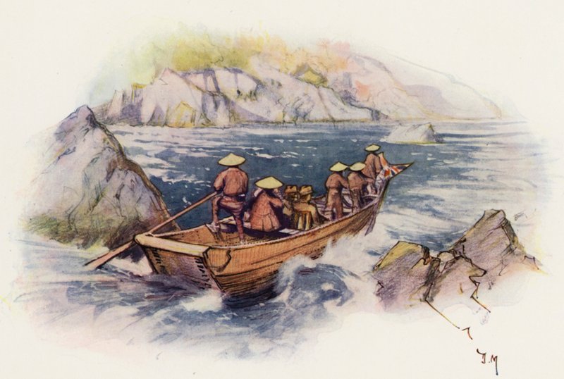 Shooting the Rapids, Japan (farvelitografi) af Donald (after) Maxwell