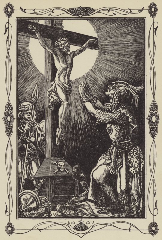 Omvendelsen af Sir Palamides (litho) af Dora Curtis