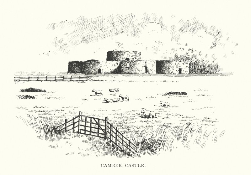 Camber Castle (litografi) af Duncan Moul