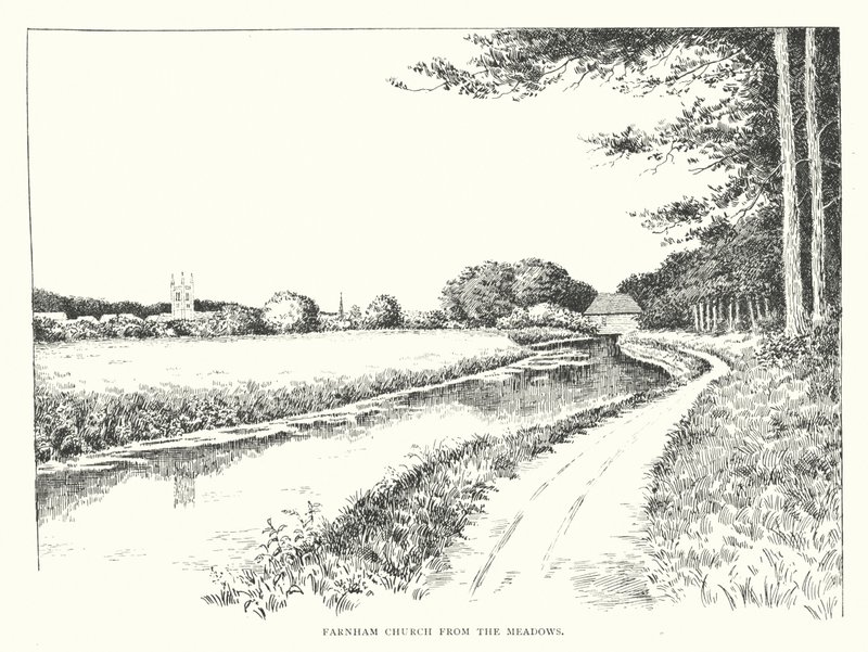 Farnham Church fra engene (litografi) af Duncan Moul