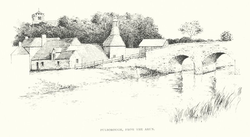 Pulborough, fra Arun (litografi) af Duncan Moul