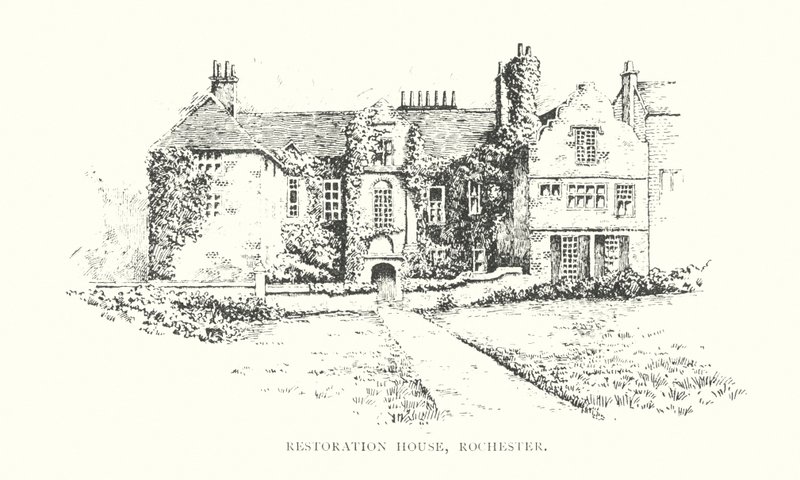 Restoration House, Rochester (litografi) af Duncan Moul