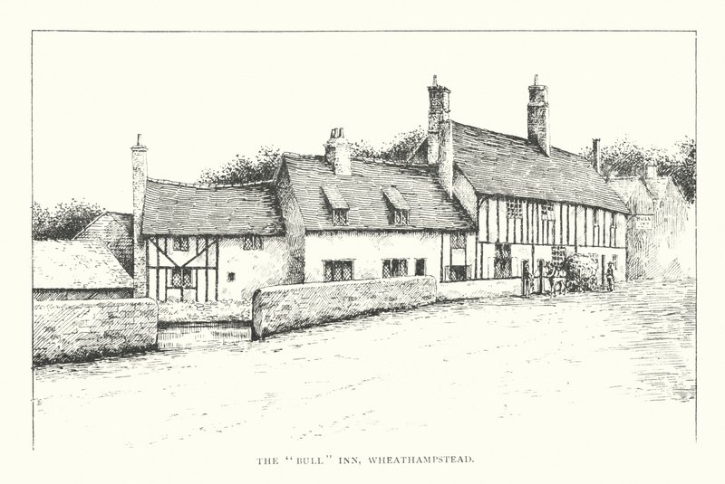 The "Bull" Inn, Wheathampstead (litografi) af Duncan Moul