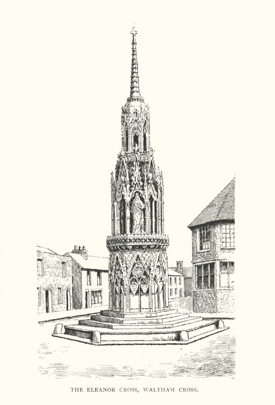 The Eleanor Cross, Waltham Cross (litografi) af Duncan Moul