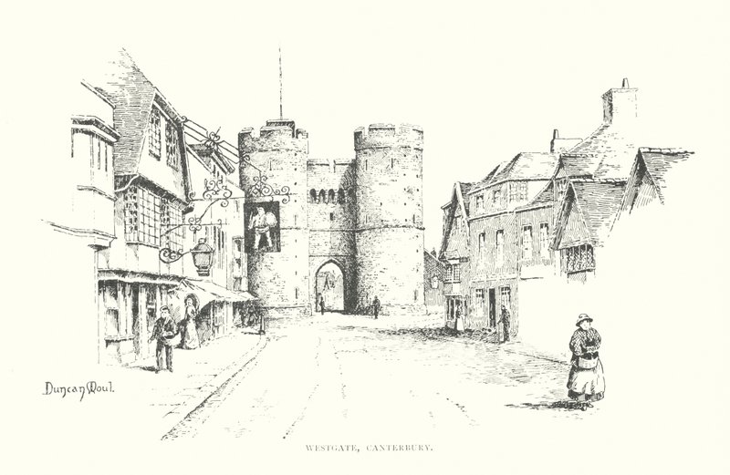 Westgate, Canterbury (litografi) af Duncan Moul