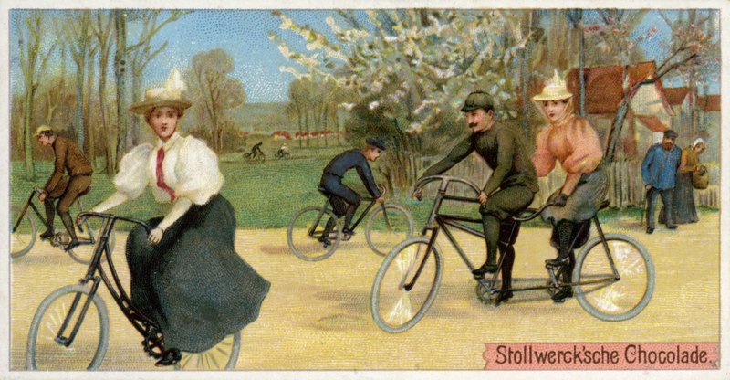 Mænd og kvinder på cykel af Dutch School