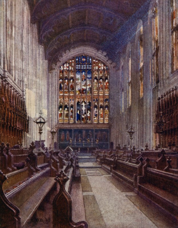 Eton: Upper Chapel (farve litho) af E. D. Brinton
