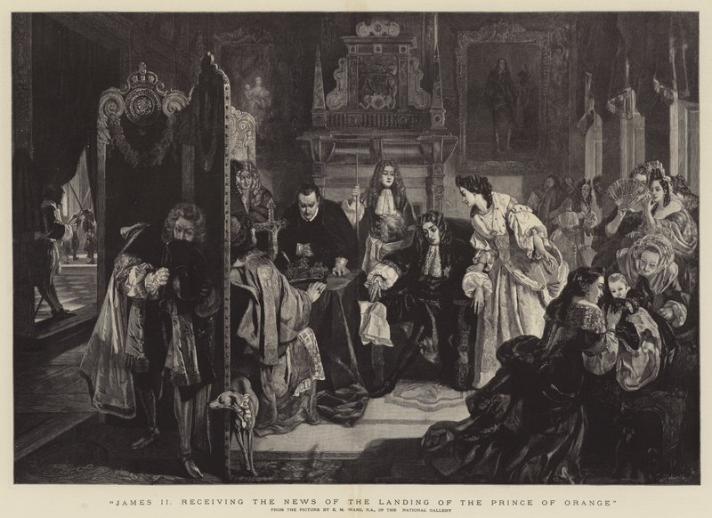 James II modtager nyheden om prinsen af Oranges landing af Edgar Melville Ward