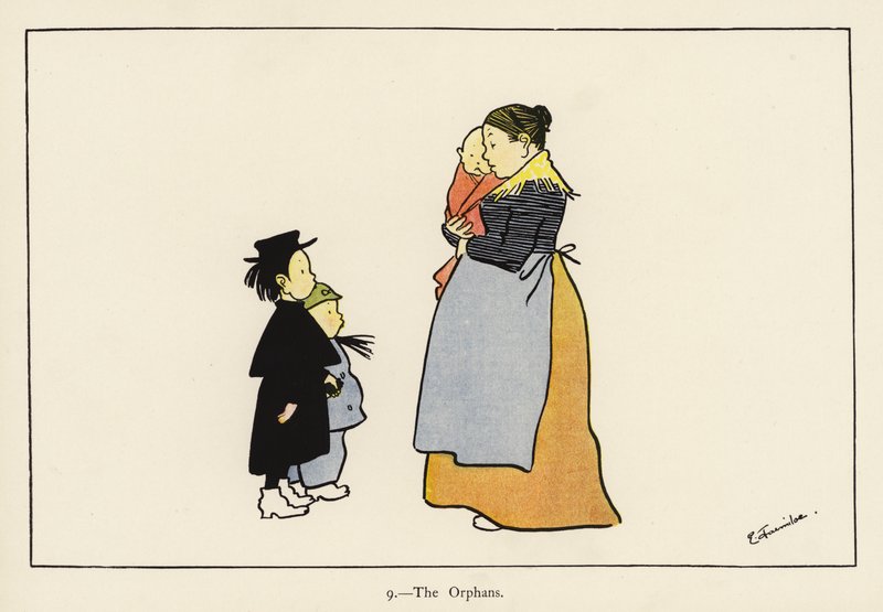 The Orphans (farve litho) af Edith Farmiloe