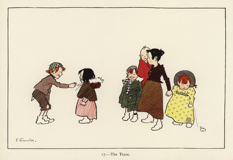 The Teaze (farve litografi) af Edith Farmiloe