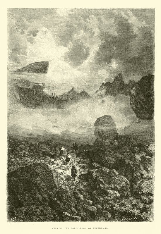 Kør forbi Cordillera of Occobamba af Edouard Riou