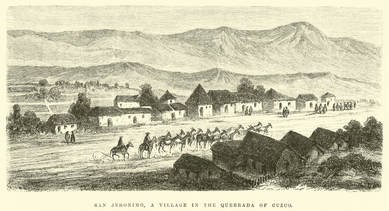 San Jeronimo, en landsby i Quebrada i Cuzco af Edouard Riou