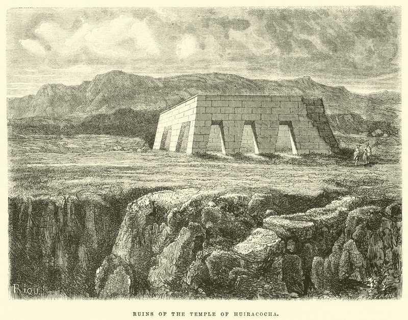 Ruinerne af Huiracochas tempel af Edouard Riou