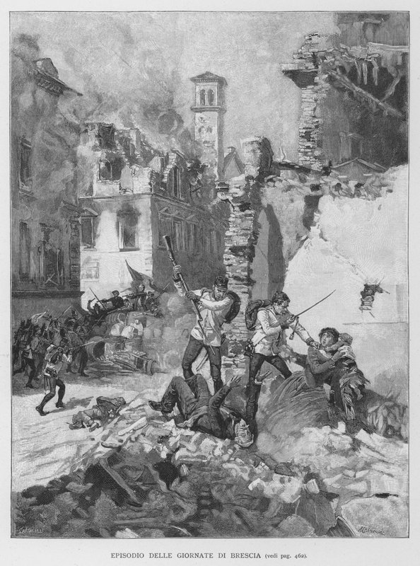 Episode fra The Days of Brescia (gravering) af Edouardo Matania