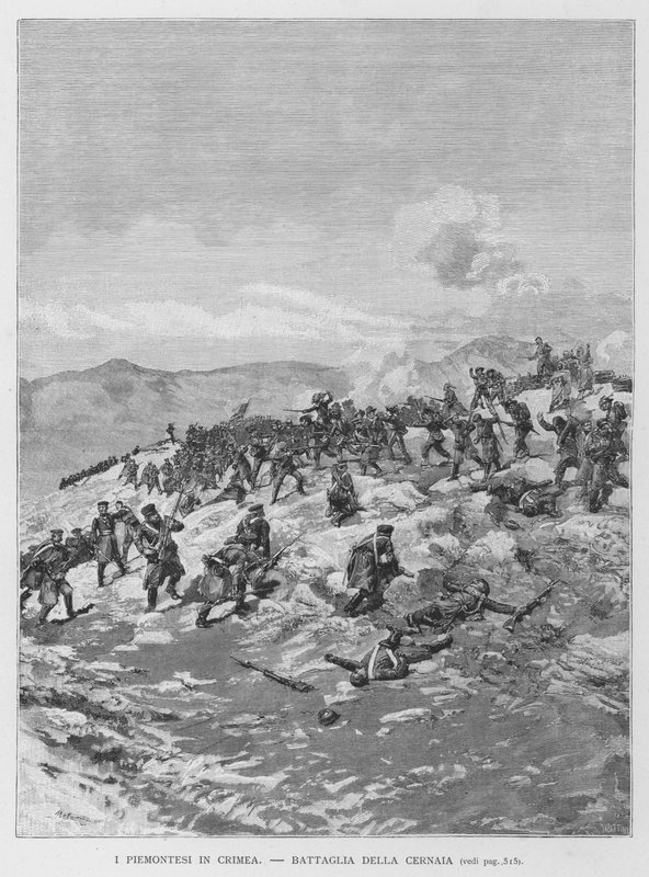 Piemonte på Krim (gravering) af Edouardo Matania