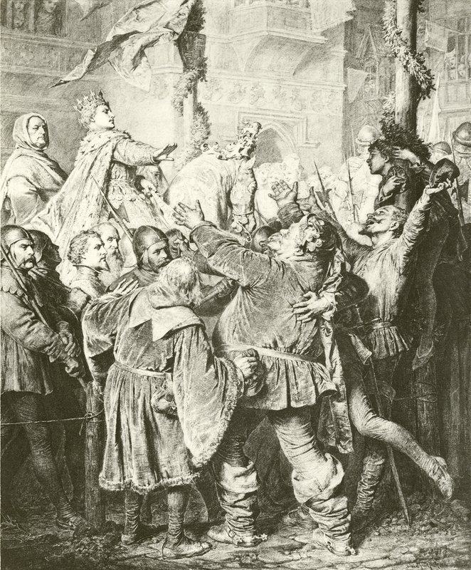 Henry V afviser Falstaff (dybtryk) af Eduard von Grutzner