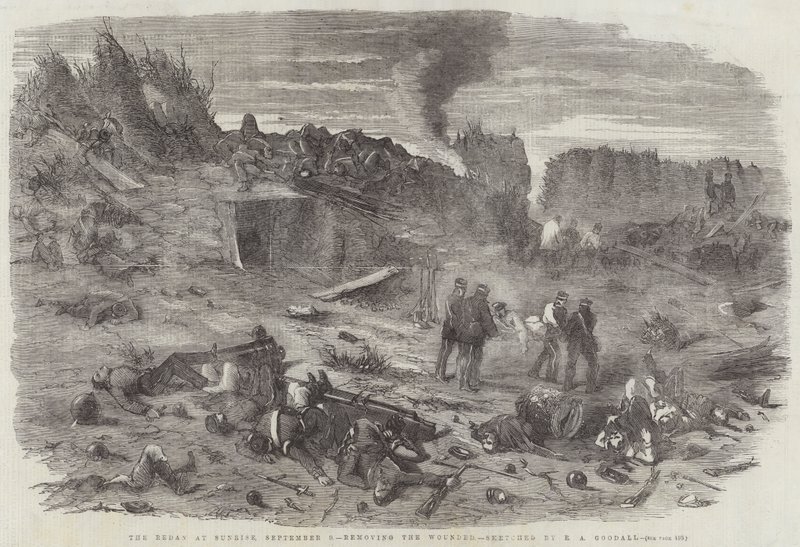 Redan ved solopgang, 9. september, fjerner de sårede af Edward Angelo Goodall
