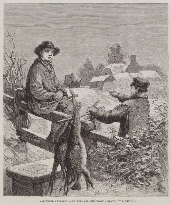 En julegave, der venter på bussen af Edward Duncan