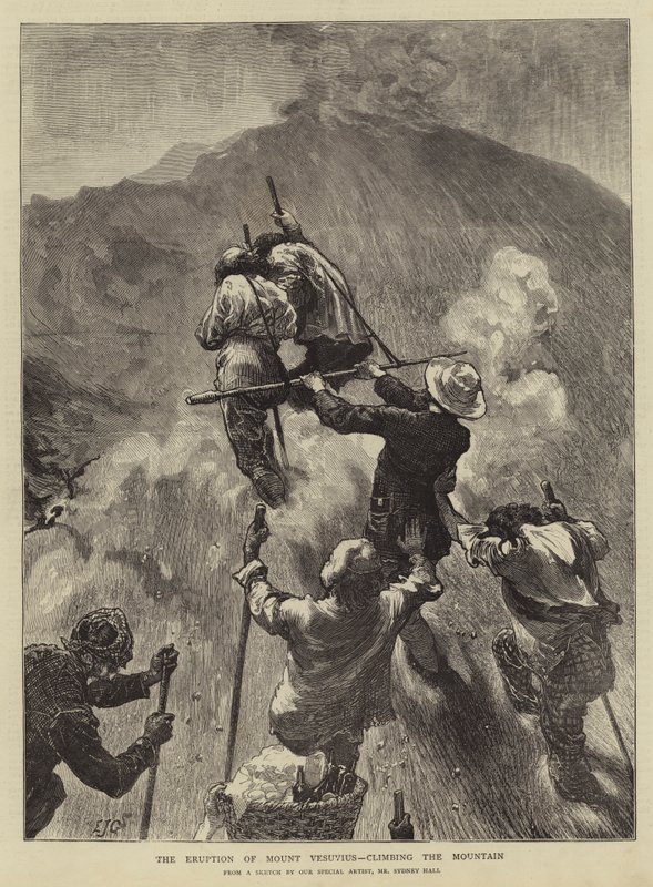 Vesuvs udbrud, der bestiger bjerget af Edward John Gregory