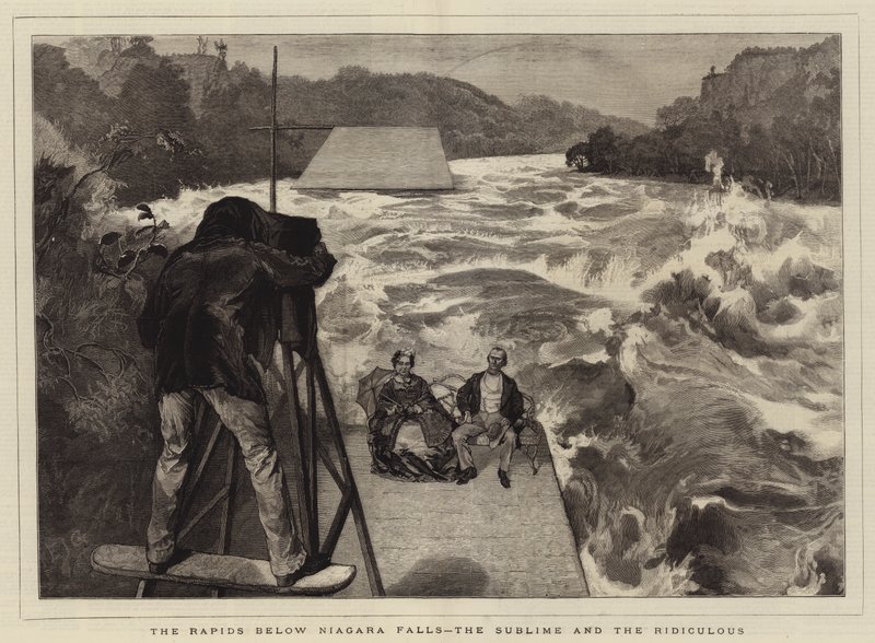 Rapids under Niagara Falls, det sublime og det latterlige af Edward John Gregory