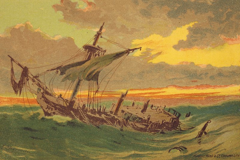 Det forladte skib (farvelitografi) af Edward (after) Duncan