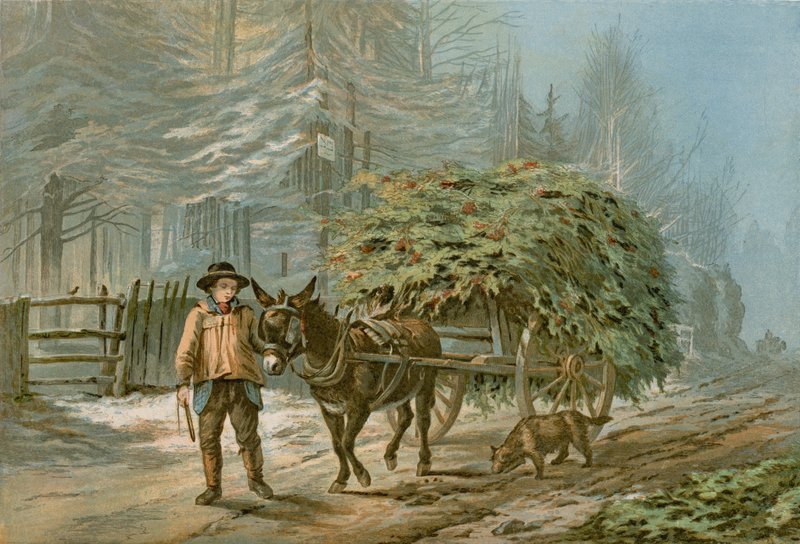 Holly Cart (farve litho) af Edward (after) Duncan