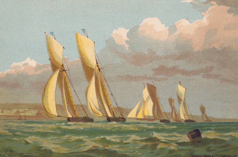 Yachts Racing, ud for Erith (farvelitografi) af Edward (after) Duncan