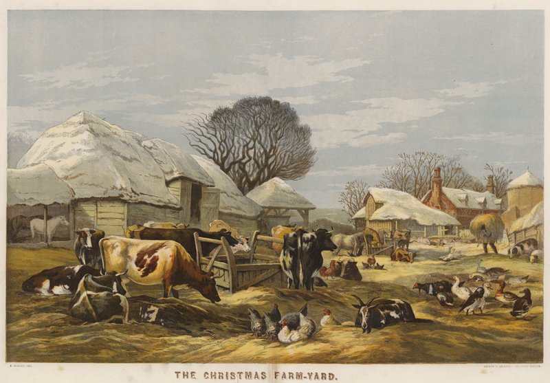 The Christmas Farm-Yard (chromolitho) af Edward Duncan