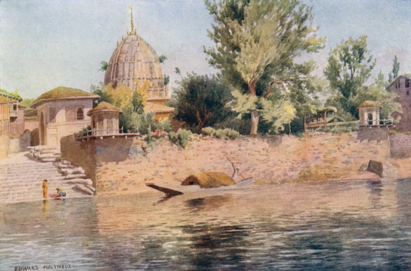 Et hinduistisk tempel, Srinagar af Edward Mary Joseph Molyneux
