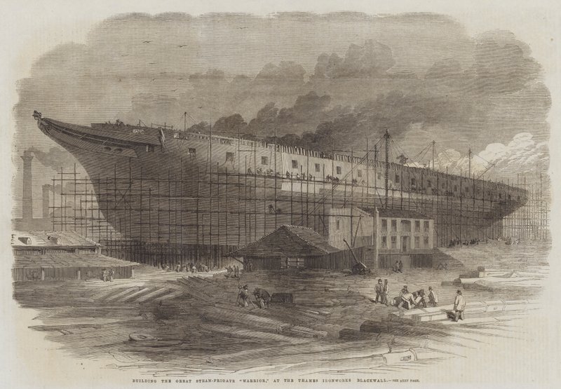 Opbygning af den store damp-fregatkriger ved Thames Ironworks Blackwall af Edwin Weedon
