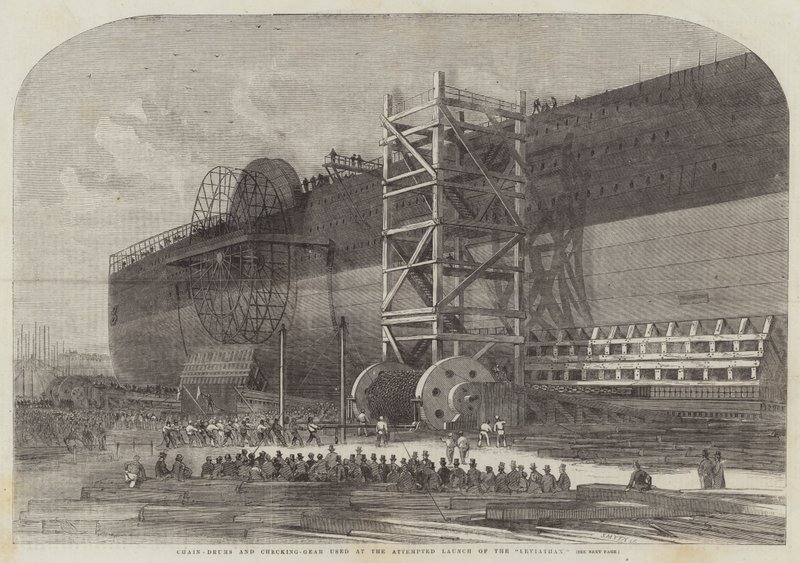 Kædetromler og kontroludstyr anvendt ved forsøget på at søsætte Leviathan af Edwin Weedon