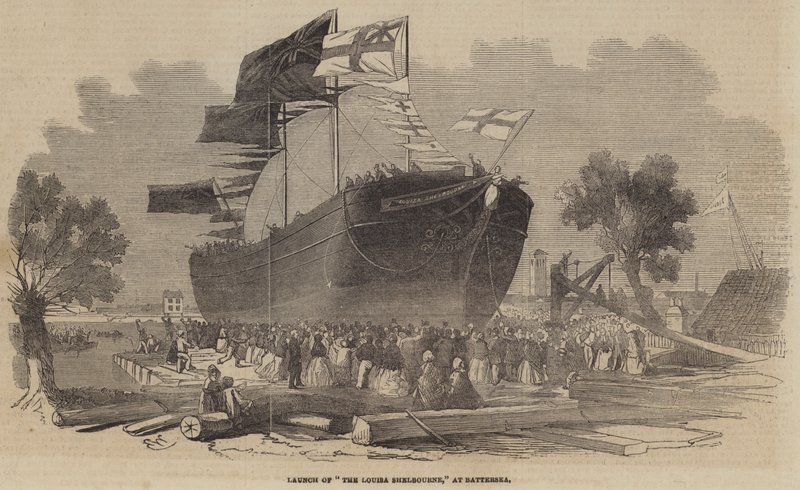 Lancering af The Louisa Shelbourne, ved Battersea af Edwin Weedon