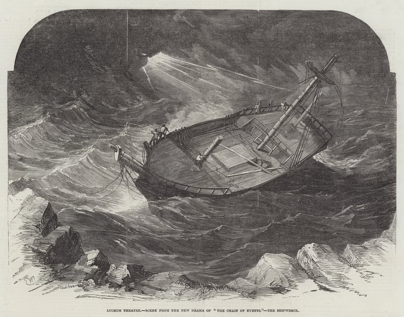 Lyceum Theatre, scene fra det nye drama The Chain of Events, skibsforliset af Edwin Weedon