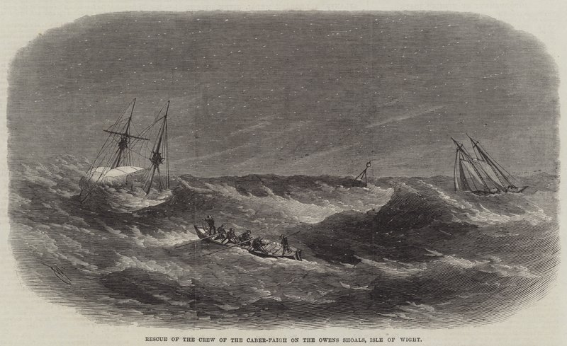 Redning af besætningen på Caber-Faigh på Owens Shoals, Isle of Wight af Edwin Weedon