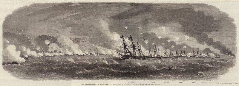 Bombardementet af Kagosima, Japan 1863 af Edwin Weedon