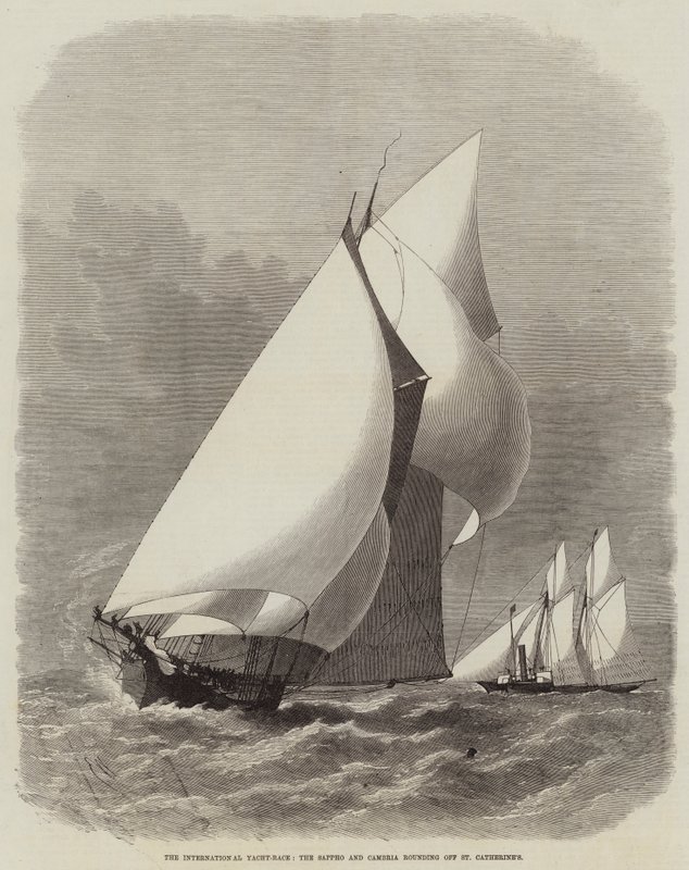 Det Internationale Yacht-race, Sappho og Cambria runder St Catherine