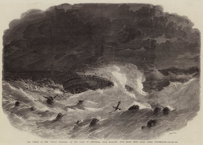 Vraget af det kongelige charter på kysten af Anglesey, nær Moelfre Five Miles fra Point Lynas Lighthouse af Edwin Weedon