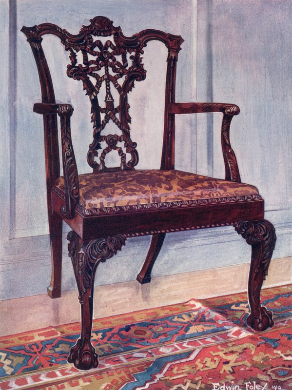 Mahogni Arm-Chair--stil af Chippendale af Edwin John Foley