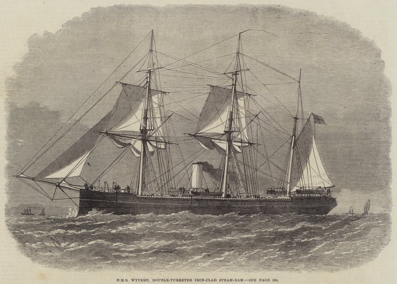 HMS Wyvern, dobbelttårnet jernbeklædt damp-ram af Edwin Weedon