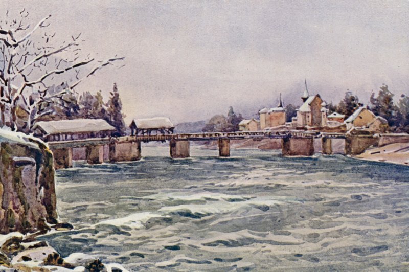 Rhinen: Rheinfelden (farvelitografi) af Effie Jardine