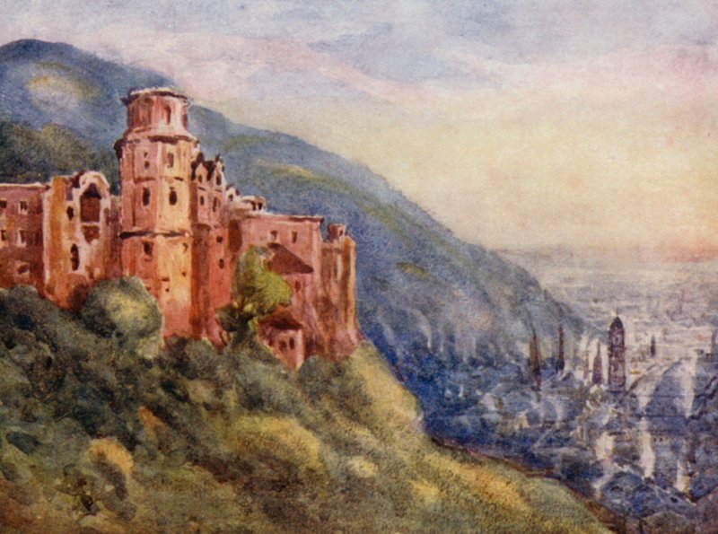 Rhinen: Schloss, Heidelberg (farvelitografi) af Effie Jardine