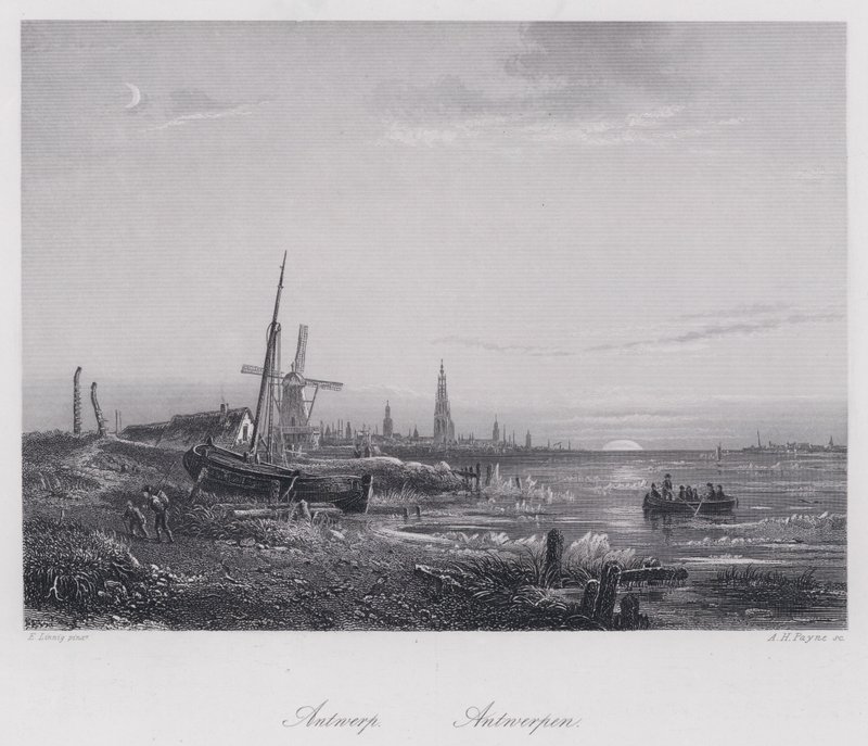 Antwerpen (gravering) af Egidius Linnig