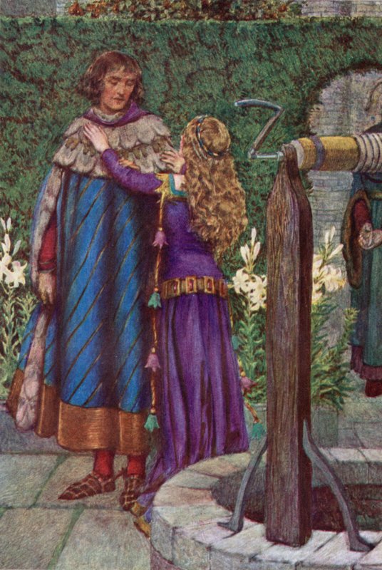 Elaine (farve litho) af Eleanor Fortescue Brickdale