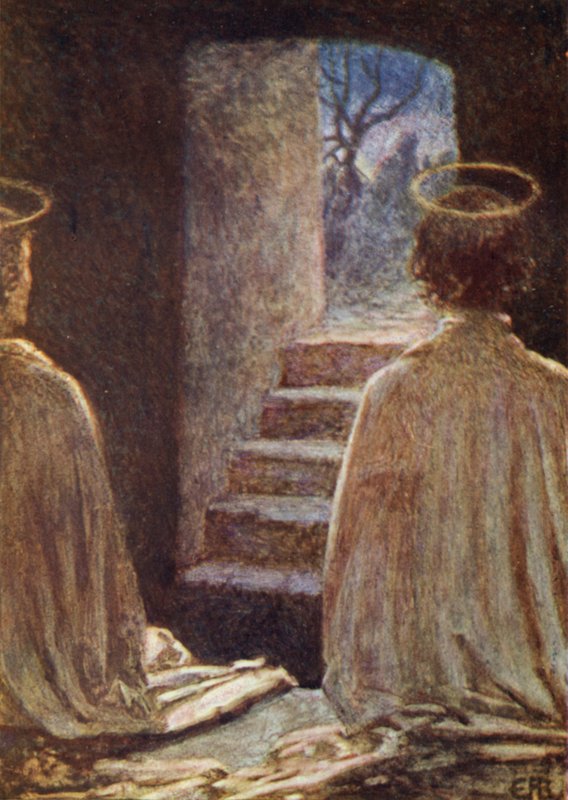 Den tomme grav (farve litho) af Eleanor Fortescue Brickdale
