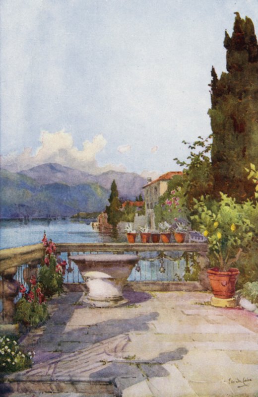 En have ved Orta (farve litho) af Ella Du Cane